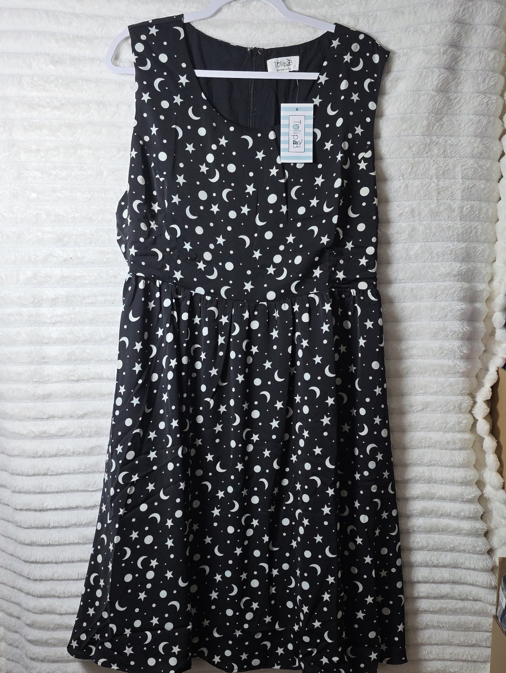 0668 Tulip B Black Star & Moon Dress; Large
